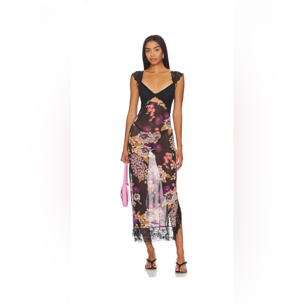 Sheer black lace floral dress
